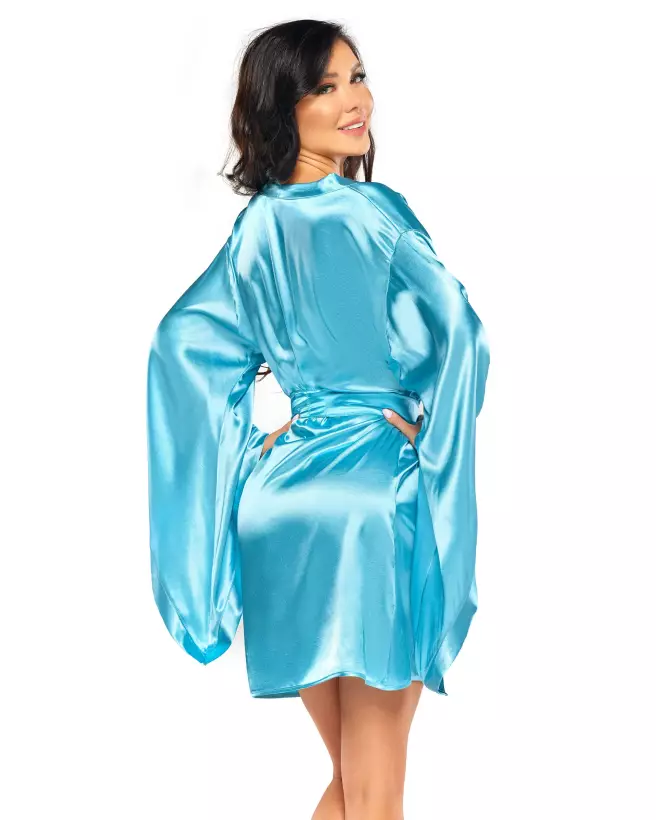 Peignoir Samira Turquoise de Beauty Night en tissu doux et élégant-2