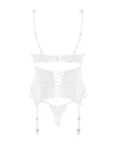 Corset et string blanc Amor Blanco Obsessive, guêpière élégante et séduisante-7