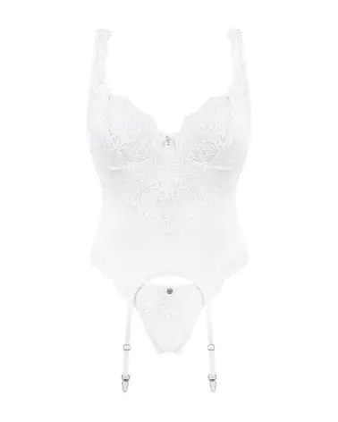 Corset et string blanc Amor Blanco Obsessive, guêpière élégante et séduisante-8