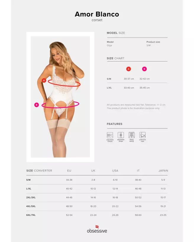 Corset et string blanc Amor Blanco Obsessive, guêpière élégante et séduisante-9