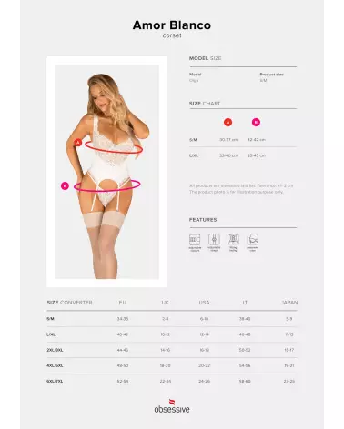 Corset et string blanc Amor Blanco Obsessive, guêpière élégante et séduisante-9
