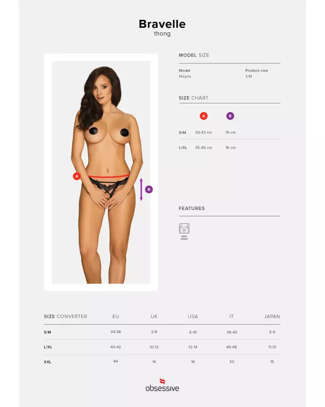String ouvert Bravelle Obsessive noir, lingerie féminine élégante et séduisante-11