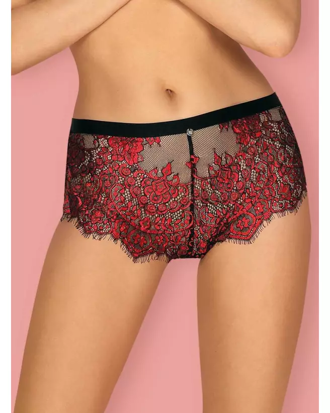 Redessia Shorty Obsessive rouge noir, lingerie élégante et confortable pour femme-5