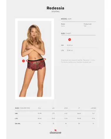 Redessia Shorty Obsessive rouge noir, lingerie élégante et confortable pour femme-13
