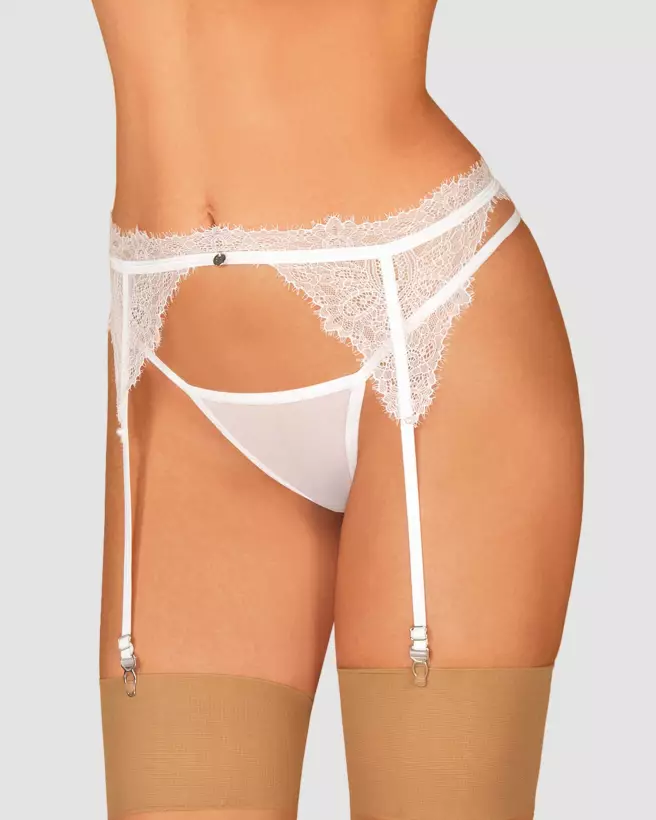 Porte-jarretelles Bianelle blanc Obsessive élégant pour mariage et occasions spéciales-4