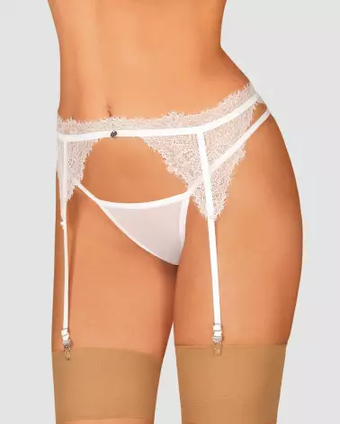Porte-jarretelles Bianelle blanc Obsessive élégant pour mariage et occasions spéciales-4