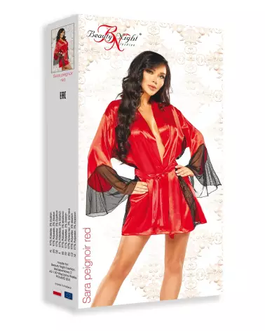 Image du peignoir rouge Sara de Beauty Night en tissu doux et élégant-6