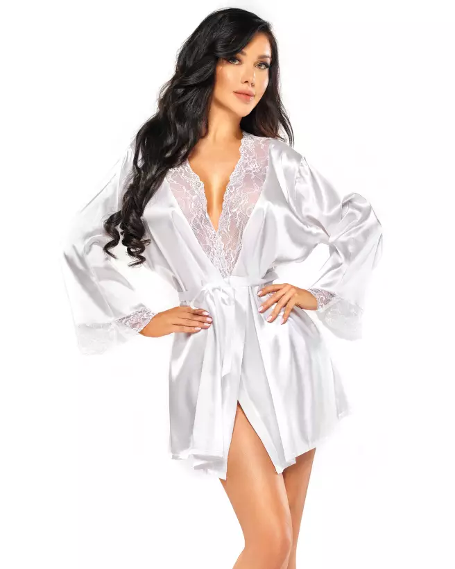 Sherie Peignoir Blanc Beauty Night en Coton Luxueux-1