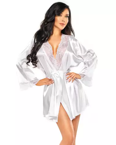 Sherie Peignoir Blanc Beauty Night en Coton Luxueux-1