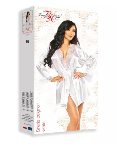 Sherie Peignoir Blanc Beauty Night en Coton Luxueux-6