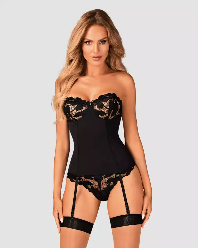 Corset noir Editya d'Obsessive pour silhouette élégante et raffinée-5