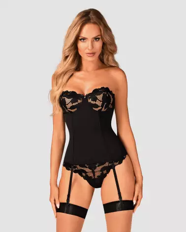 Corset noir Editya d'Obsessive pour silhouette élégante et raffinée-5