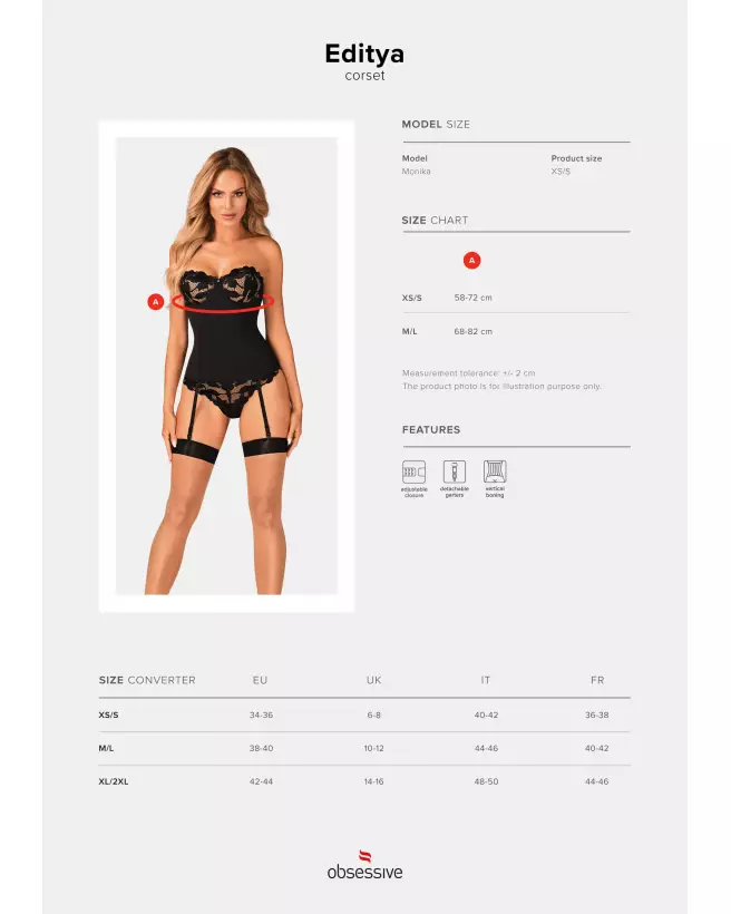 Corset noir Editya d'Obsessive pour silhouette élégante et raffinée-9