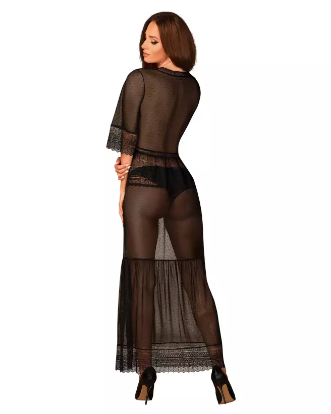 Peignoir noir Estiqua de marque Obsessive, élégant et confortable-4