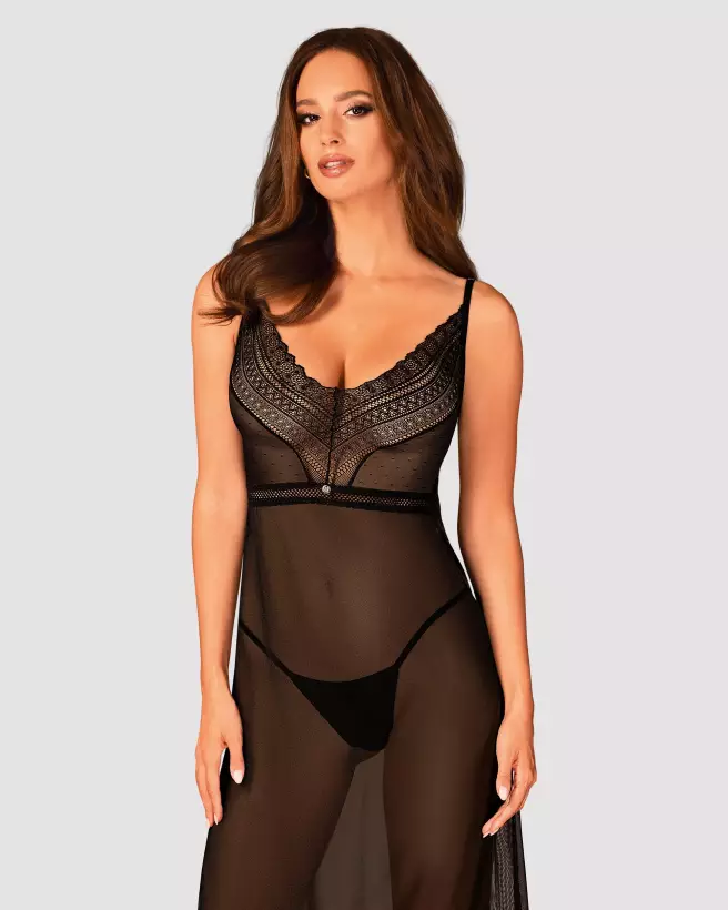 Nuisette longue noire Obsessive élégante et confortable-3