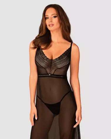 Nuisette longue noire Obsessive élégante et confortable-3