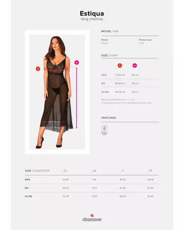 Nuisette longue noire Obsessive élégante et confortable-9