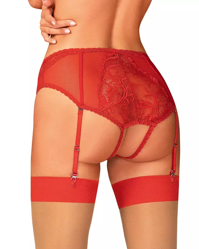 Culotte jarretelle Dagmarie rouge par Obsessive, lingerie féminine élégante-2