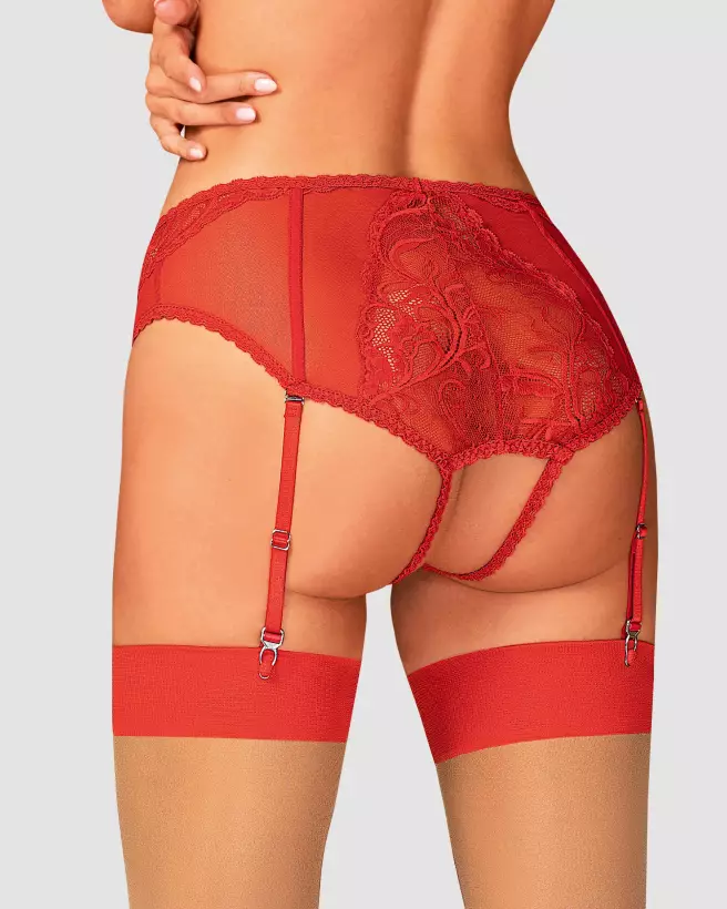 Culotte jarretelle Dagmarie rouge par Obsessive, lingerie féminine élégante-3