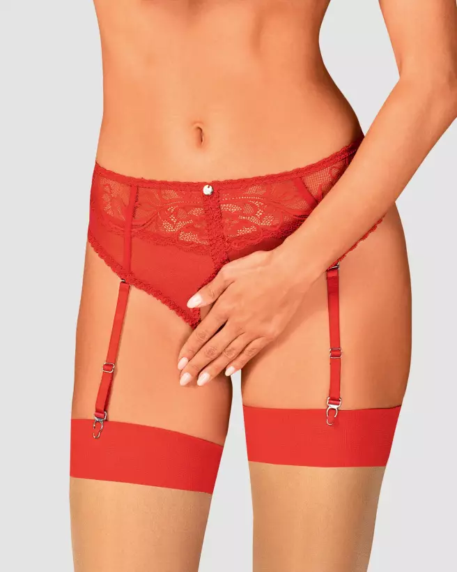 Culotte jarretelle Dagmarie rouge par Obsessive, lingerie féminine élégante-4