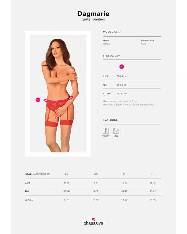 Culotte jarretelle Dagmarie rouge par Obsessive, lingerie féminine élégante-13