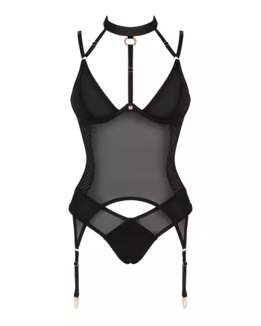 Image du Brasica Corset Noir par Obsessive, guêpière élégante et serre-taille-7