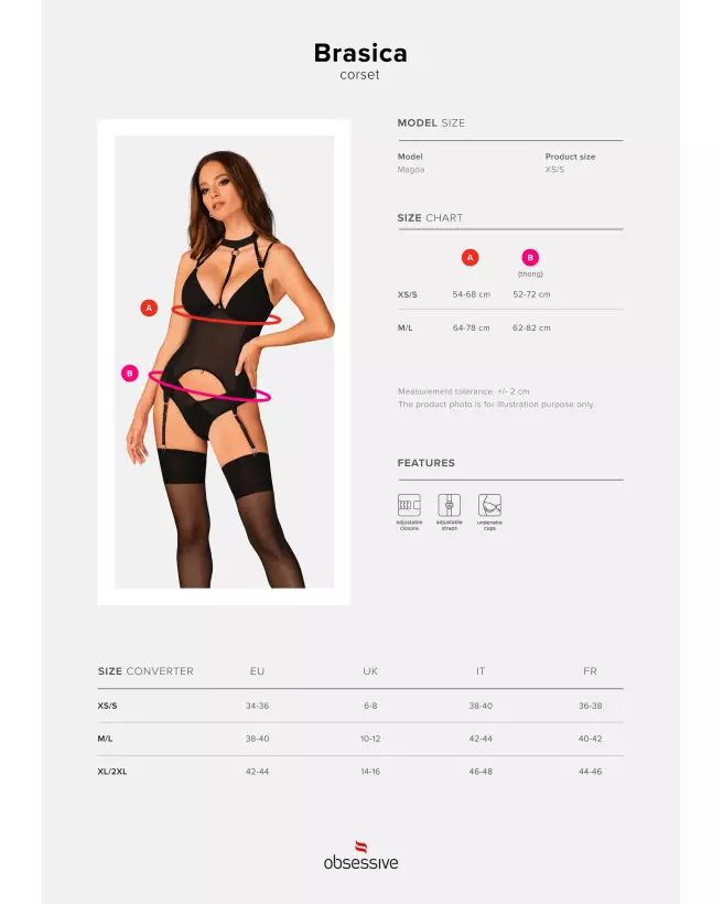 Image du Brasica Corset Noir par Obsessive, guêpière élégante et serre-taille-8