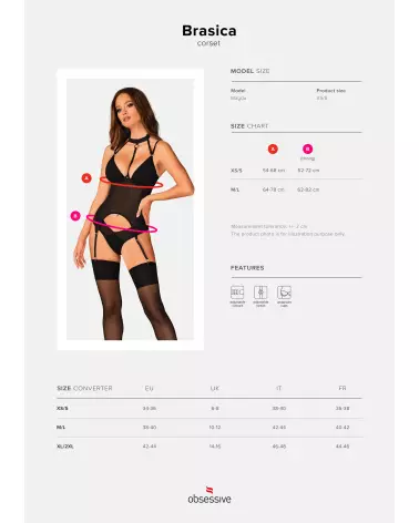 Image du Brasica Corset Noir par Obsessive, guêpière élégante et serre-taille-8