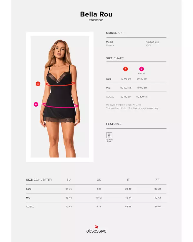 Nuisette Bella Rou Obsessive noire avec string assorti, élégance et séduction en lingerie-9