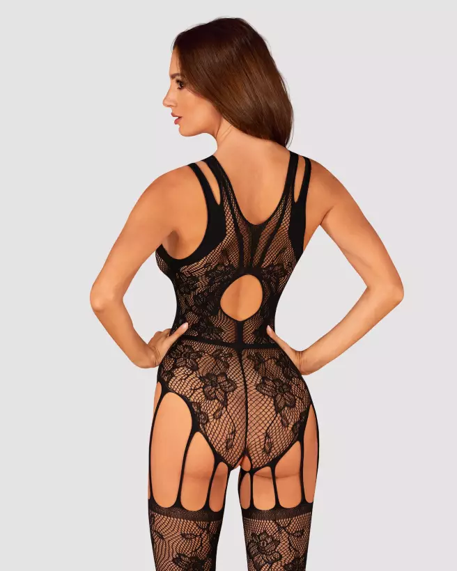 Image de Bodystocking F239 Obsessive en résille noire, lingerie sexy et élégante pour femme-4
