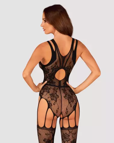 Image de Bodystocking F239 Obsessive en résille noire, lingerie sexy et élégante pour femme-4