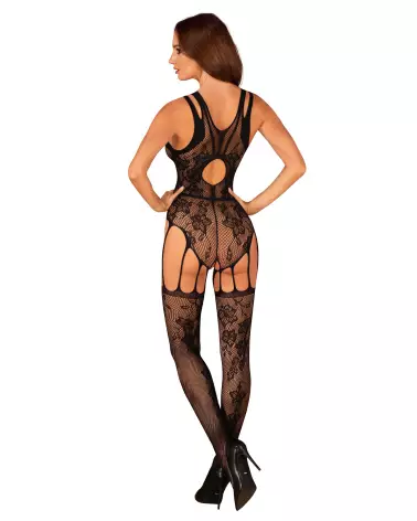 Image de Bodystocking F239 Obsessive en résille noire, lingerie sexy et élégante pour femme-6