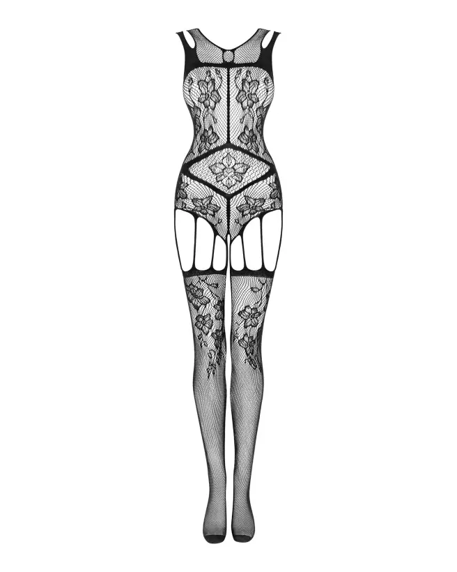 Image de Bodystocking F239 Obsessive en résille noire, lingerie sexy et élégante pour femme-7