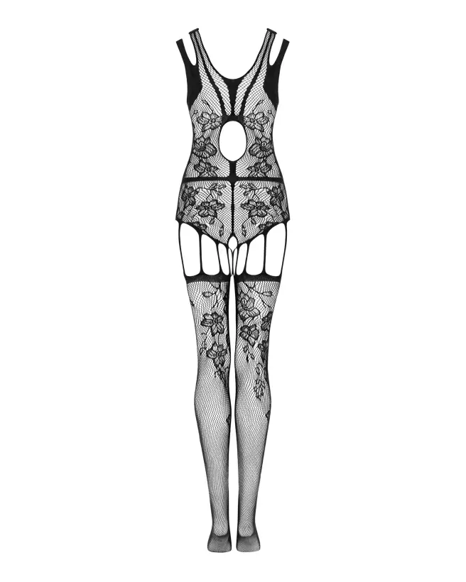 Image de Bodystocking F239 Obsessive en résille noire, lingerie sexy et élégante pour femme-8