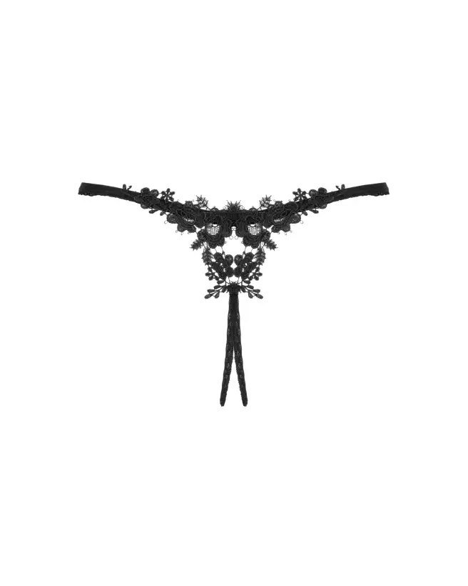 Image du Celia String Ouvert Noir par Obsessive, lingerie séduisante et confortable-12
