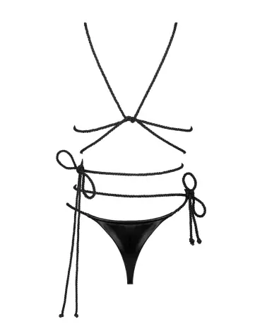 Ensemble Cordellis Obsessive en Wetlook Noir, Lingerie Séduisante et Élégante-7