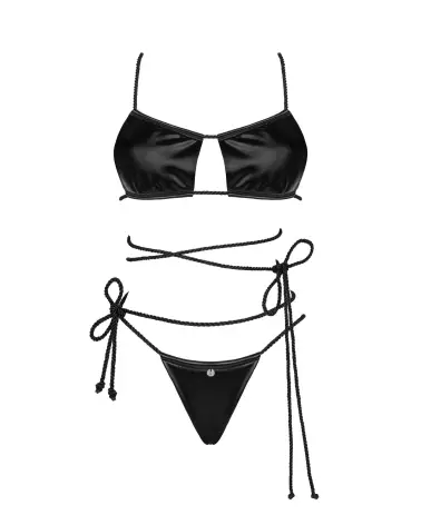 Ensemble Cordellis Obsessive en Wetlook Noir, Lingerie Séduisante et Élégante-8