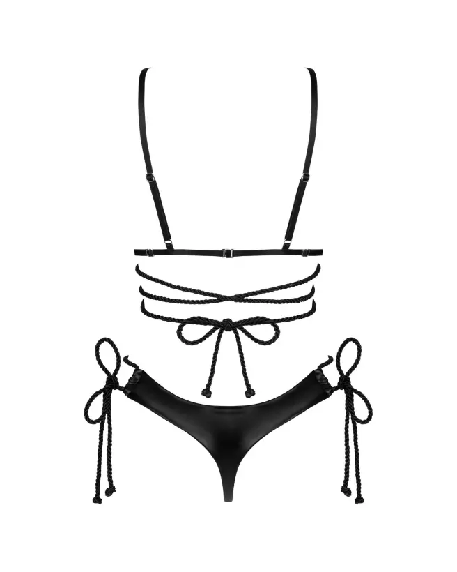 Ensemble Cordellis Obsessive noir en wetlook, lingerie sexy femme-7