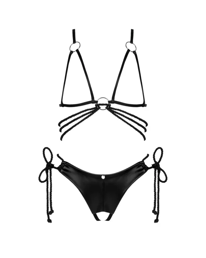 Ensemble Cordellis Obsessive noir en wetlook, lingerie sexy femme-8