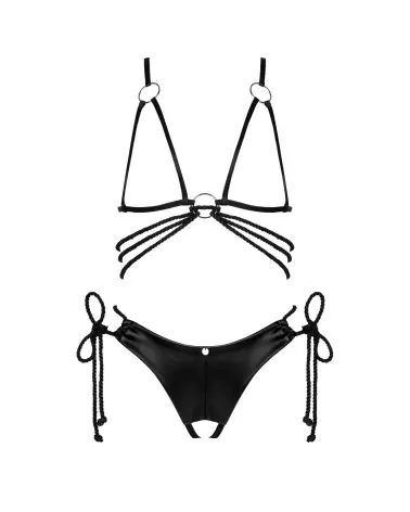 Ensemble Cordellis Obsessive noir en wetlook, lingerie sexy femme-8