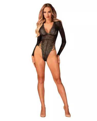 Body Merlys noir élégant Obsessive, lingerie séduisante en dentelle-3