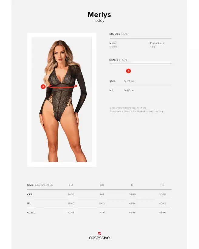 Body Merlys noir élégant Obsessive, lingerie séduisante en dentelle-9