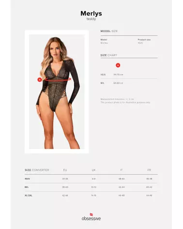 Body Merlys noir élégant Obsessive, lingerie séduisante en dentelle-9