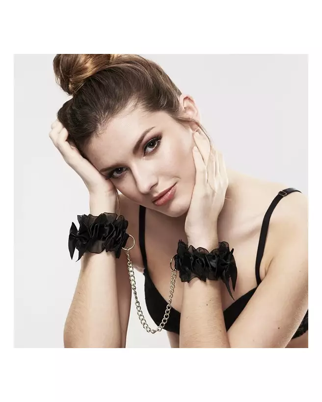 Menottes Frou Frou Noir de Bijoux Indiscrets, accessoires de bondage élégant-1
