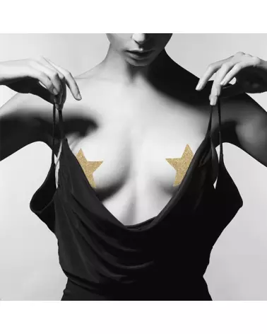 Cache-tétons étoile dorée de Bijoux Indiscrets, accessoire mode érotique et luxueux-1