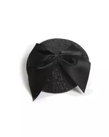 Cache-tétons Burlesque Noeud et Paillettes Noires de Bijoux Indiscrets-2