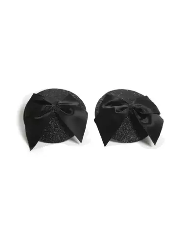 Cache-tétons Burlesque Noeud et Paillettes Noires de Bijoux Indiscrets-3