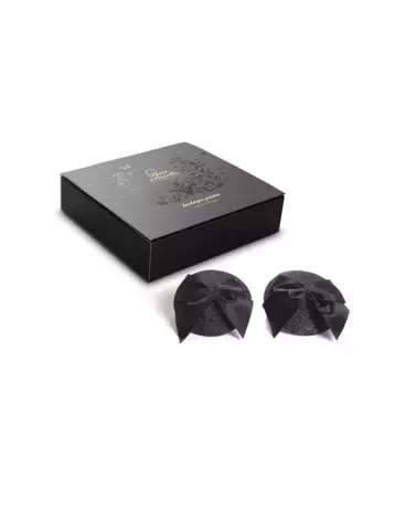 Cache-tétons Burlesque Noeud et Paillettes Noires de Bijoux Indiscrets-4