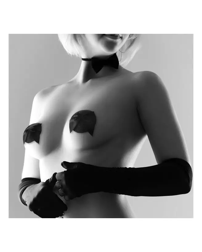 Cache-tétons Burlesque Noeud et Paillettes Noires de Bijoux Indiscrets-7