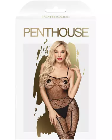 Image du Firecracker Bodystocking Noir par Penthouse, lingerie en maille fine-3